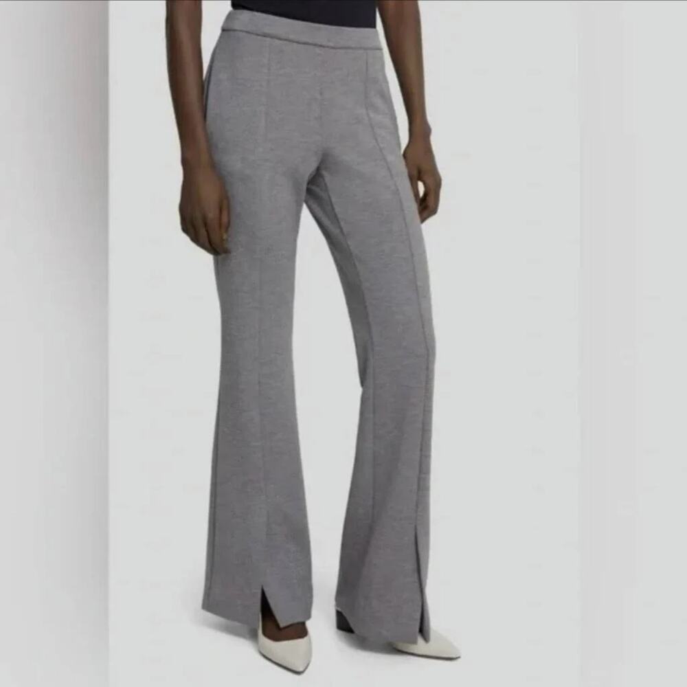 Theory Slit Flared Pants in Gray Double Knit Jersey US 0 New
